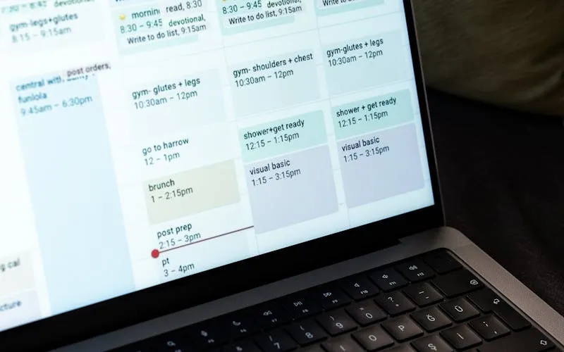 Écran d'ordinateur avec un modèle de planning pharmacie sur tableur Excel